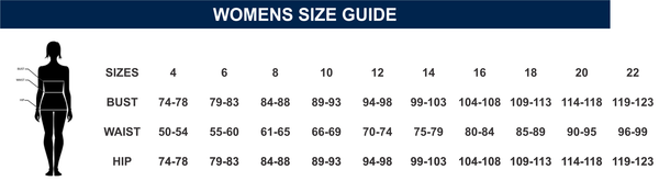 Womens Custom Made Uniforms Size Chart