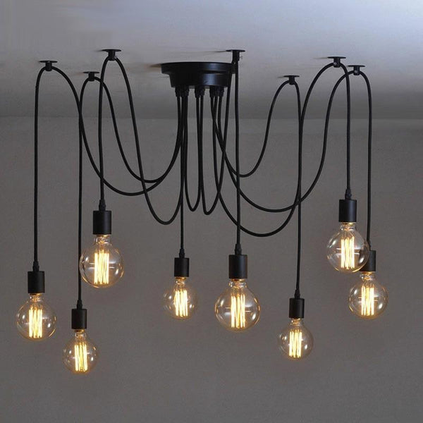 10 Light Cable Chandelier in black