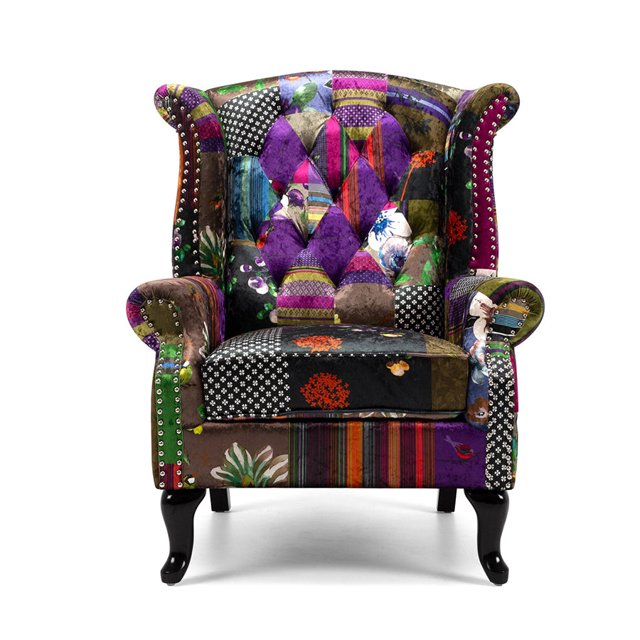 Patchwork Wingback Armchair