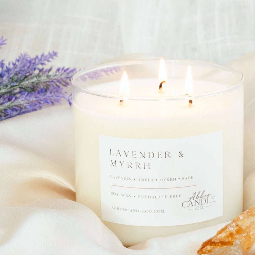 Lemon and Lavender 3-Wick Soy Wax Candle by Abboo Candle Co