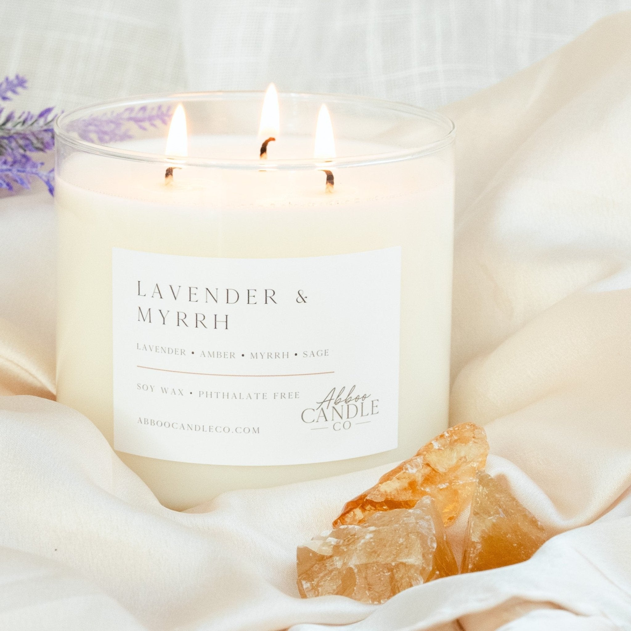 Lemon and Lavender 3-Wick Soy Wax Candle by Abboo Candle Co