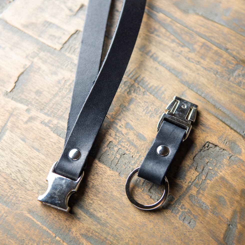 Men Leather Belt Loop Keychain with 2 Detachable Clips Key Holder