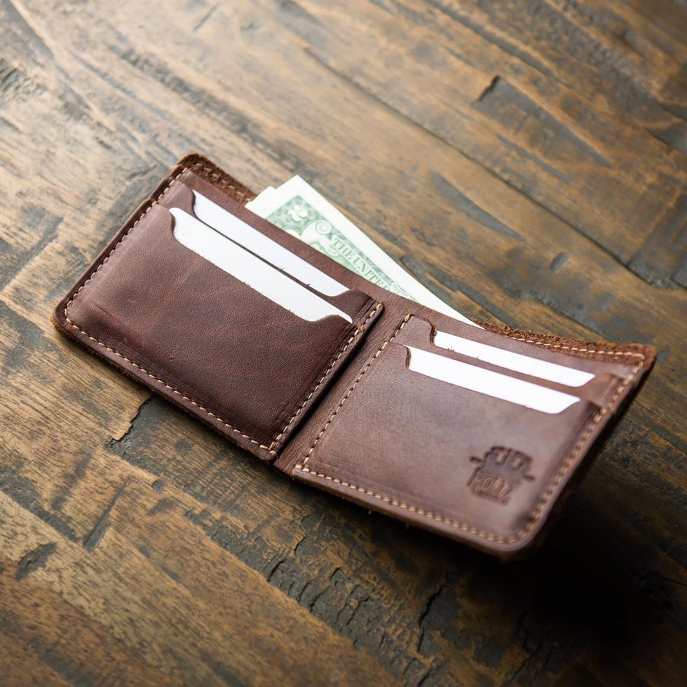 The Gates Personalized Leather Bifold Money Clip Front Pocket Wallet