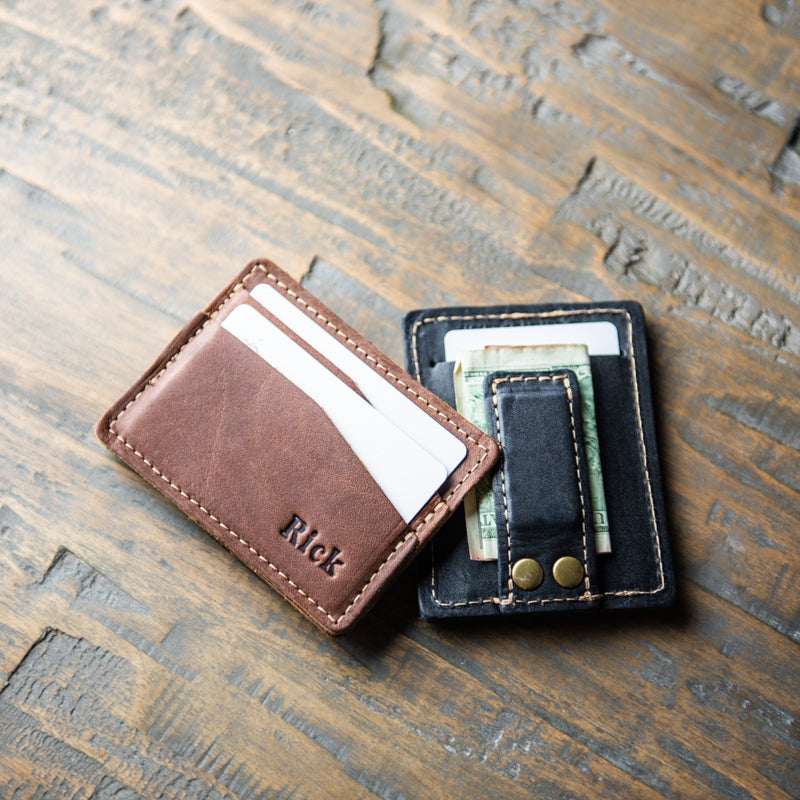 The Levi Fine Leather Horizontal Magnetic Money Clip Wallet - Holtz Leather
