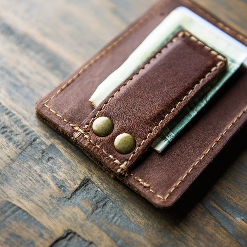 The Levi Fine Leather Horizontal Magnetic Money Clip Wallet - Holtz Leather