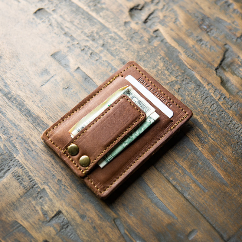 The Levi Fine Leather Vertical Magnetic Money Clip Wallet - Holtz Leather