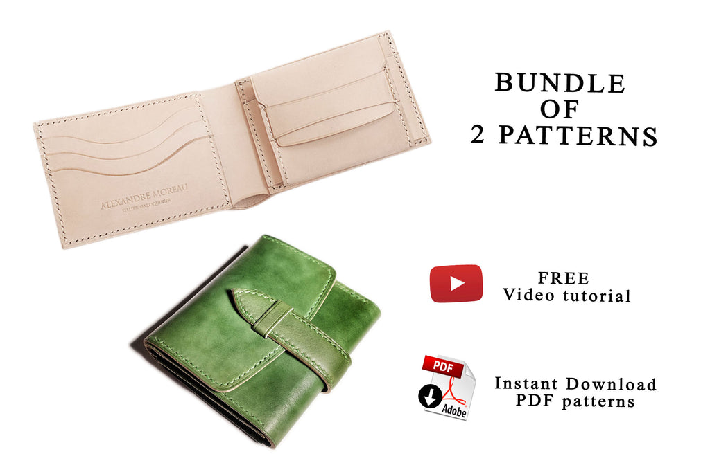 2 WALLETS BUNDLE - PDF patterns + video tutorial – AM leathercraft