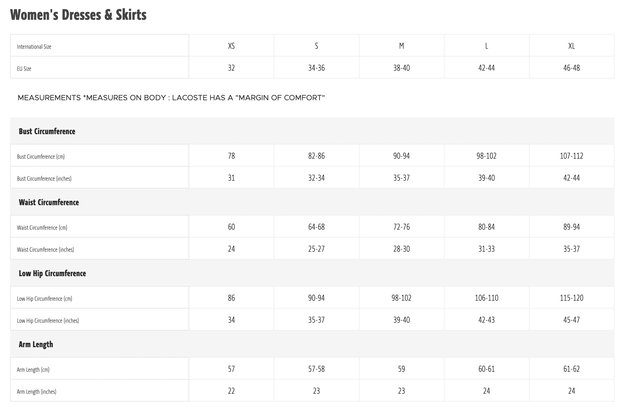 LACOSTE SIZE GUIDE 6