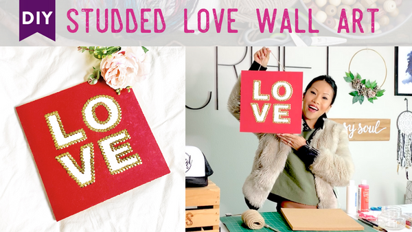 Valentine's Crafts: DIY Thumbtack Art Decor, LOVE edition. A craft party idea! Follow along with my step-by-step tutorial. This DIY thumbtack wall art is a great DIY craft for Valentine’s Day or Galentine’s Day! For a full list of supplies/shopping links and more DIY craft party inspiration visit www.socialcrafts.com