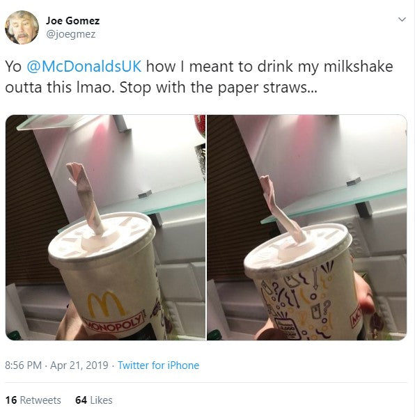 McDonald's straws tweet