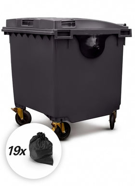 capacity of a black 1100 litre wheelie bin