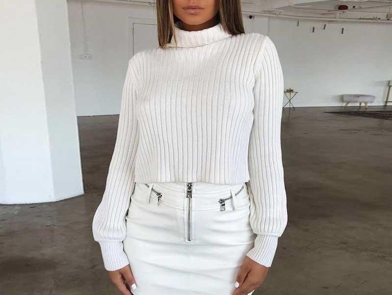 Turtleneck Knitted Crop Sweater – Fray