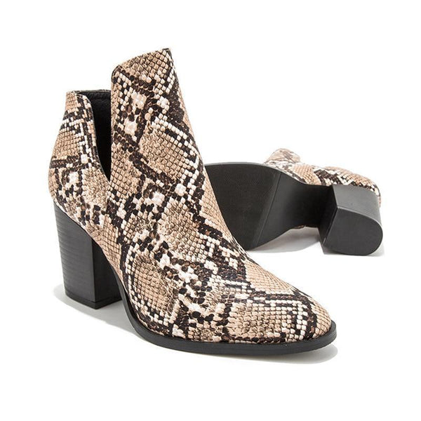 Helga - Faux Snakeskin Ankle Boots – Fray