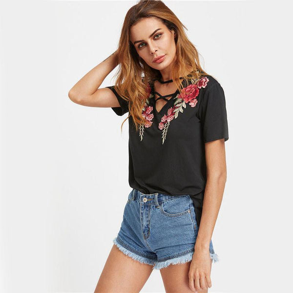 Zera - Criss-Cross Grunge Floral Blouse – Fray