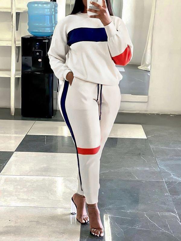 Colorblock Sweatshirt & Pants Set