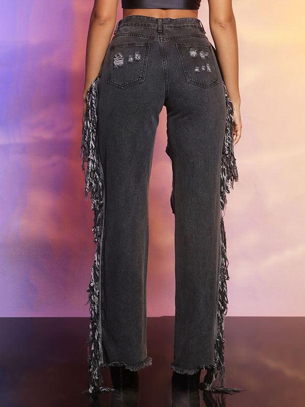 Fringe Combo Cutout Jeans