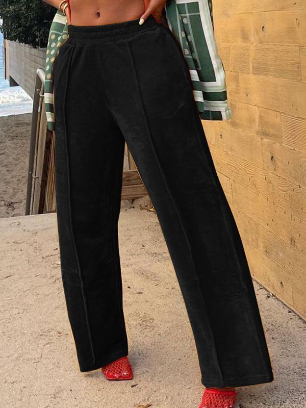 Velvet Elastic-Waist Pants