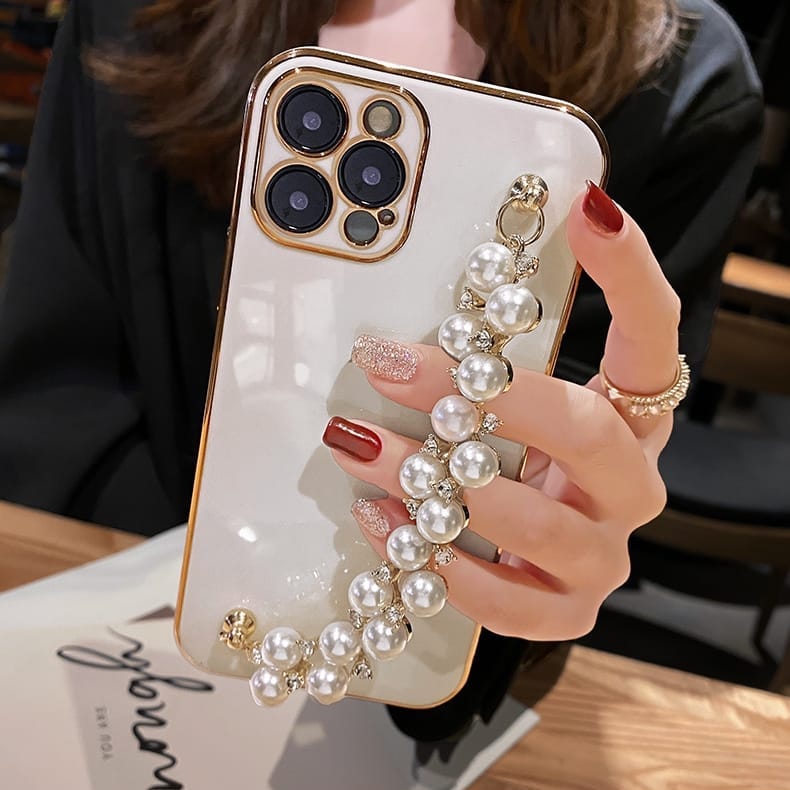  aowner Designed for iPhone 14 Pro Case Glitter Bling Stand  Holder Luxury Hand Strap Sparkle Pearl Bee Wrist Bracket for Woman Girls  Protective Phone Cover Case for iPhone 14 Pro 6.1