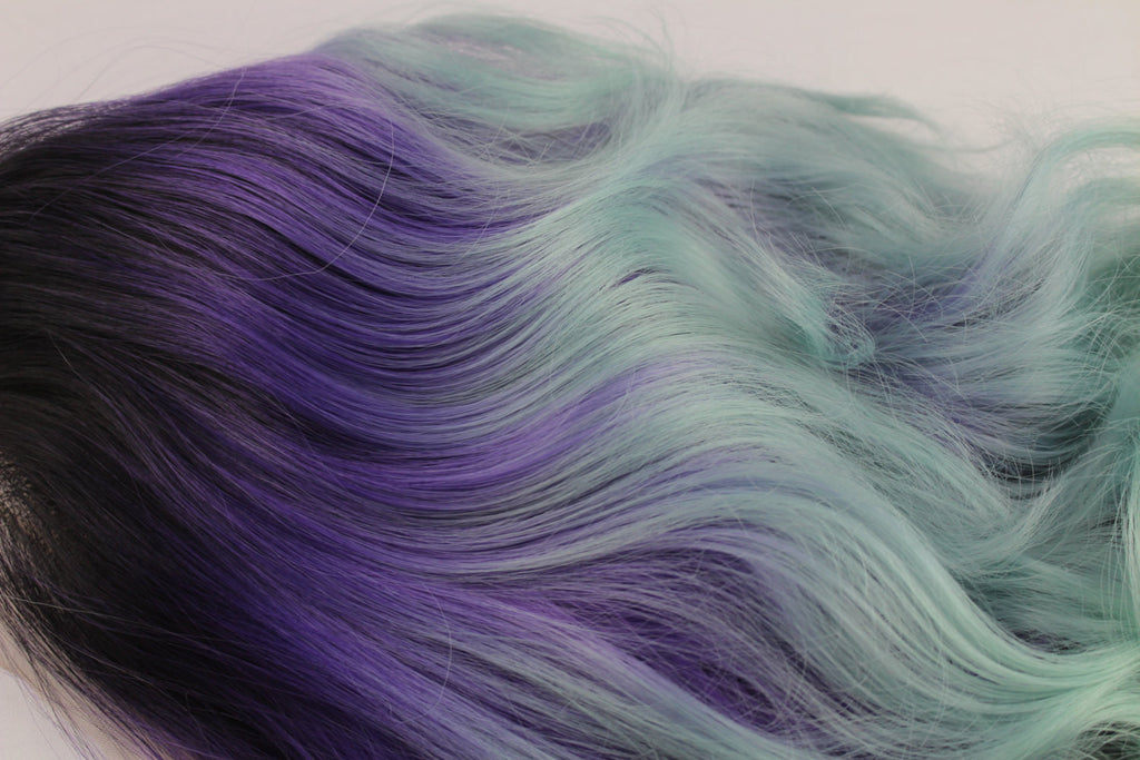 purple and green wig