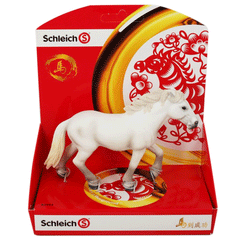 Special Edition Lunar Camargue Mare 2014  Schleich 82902  Introduced: 2014; Retired: 2014  China exclusive Camargure Mare in red Lunar Year stand.