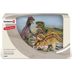 Schleich Dinosaur Scenery Pack  Schleich 41387  Introduced: ; Retired:   Special Edition Triceratops, Dilophosaurus 14510 and Velociraptor 14509