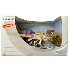 Schleich Dinosaur Scenery Pack  Schleich 41376   Introduced: 2014; Retired: 2014  Special Edition Velociraptor and Allosaurus  Released by Müller Germany Only