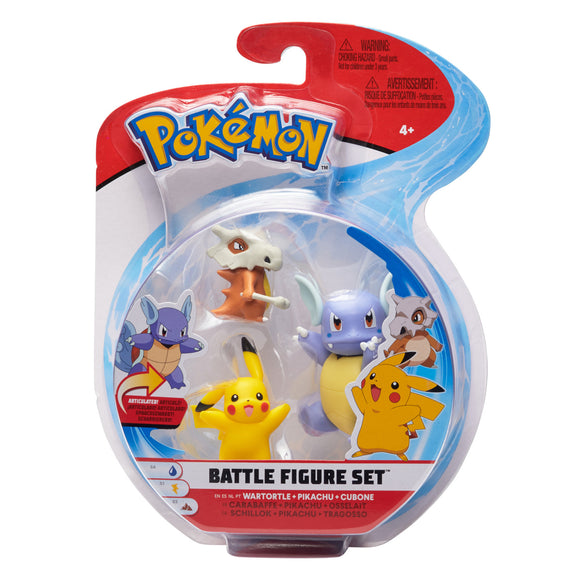 Pokemon Battle Figure Set - Wartortle, Pikachu and Cubone