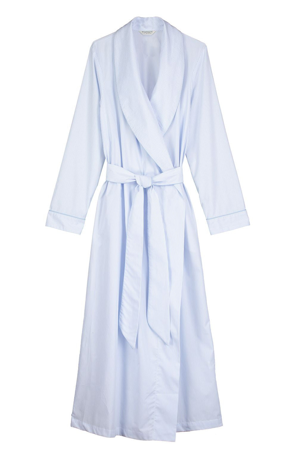 Cotton Gown (clfg) - Blue Fine Stripe | Bonsoir of London