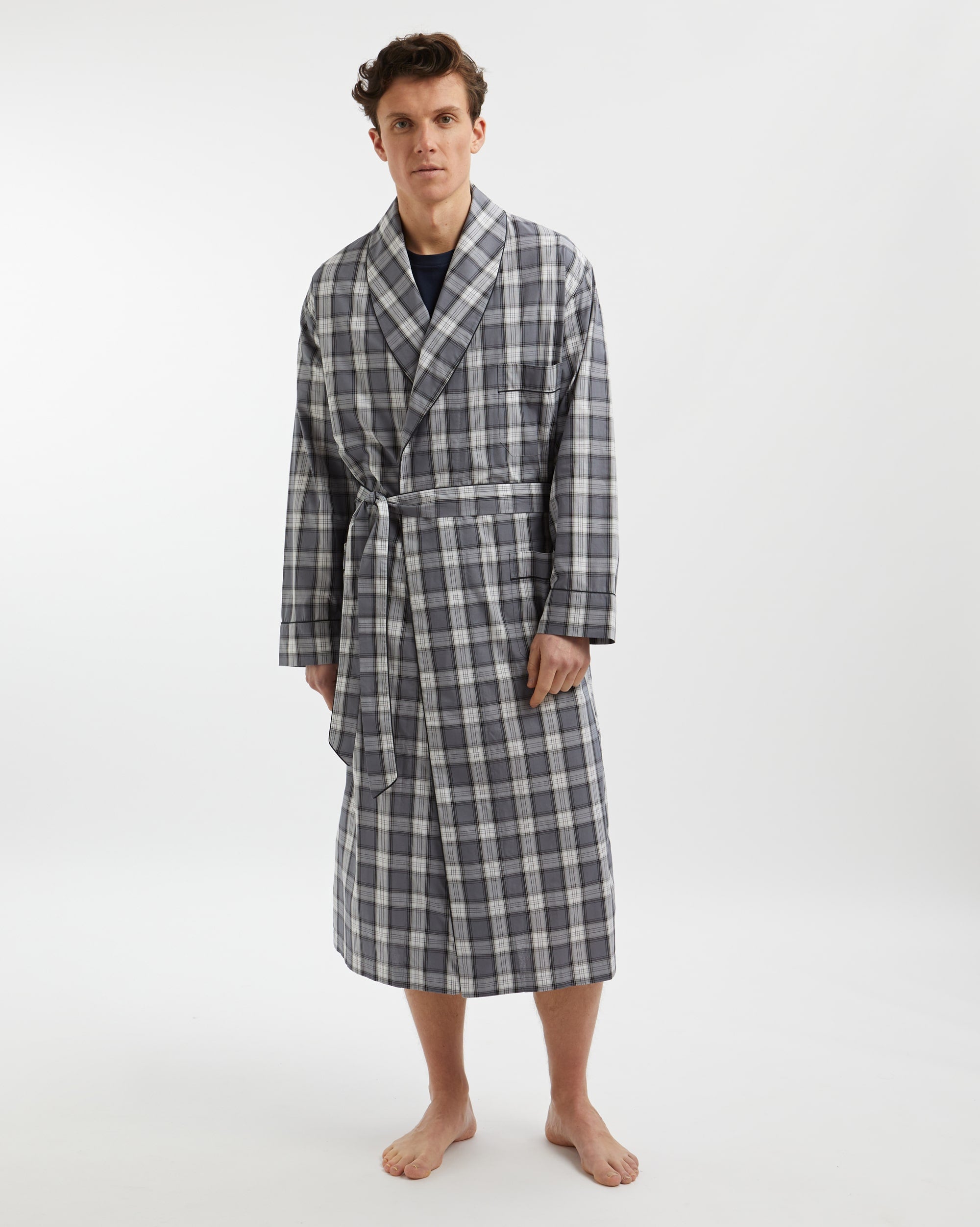 Men's Classic Cotton Dressing Gown - Alston Check – Bonsoir of London