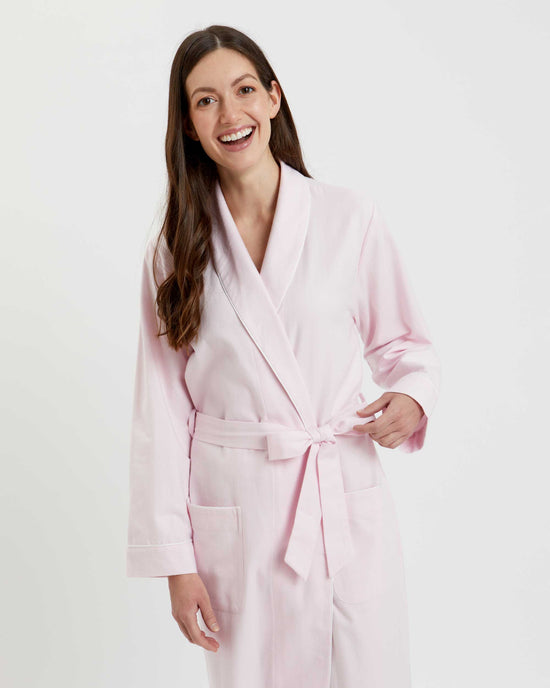 Women's Brushed Cotton Dressing Gown - Berry Abstract
