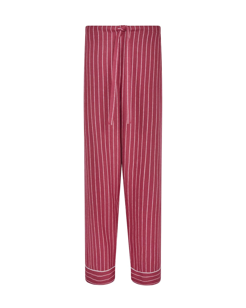 Women's Brushed Cotton Pyjama Trousers Berry Stripe Bonsoir of London