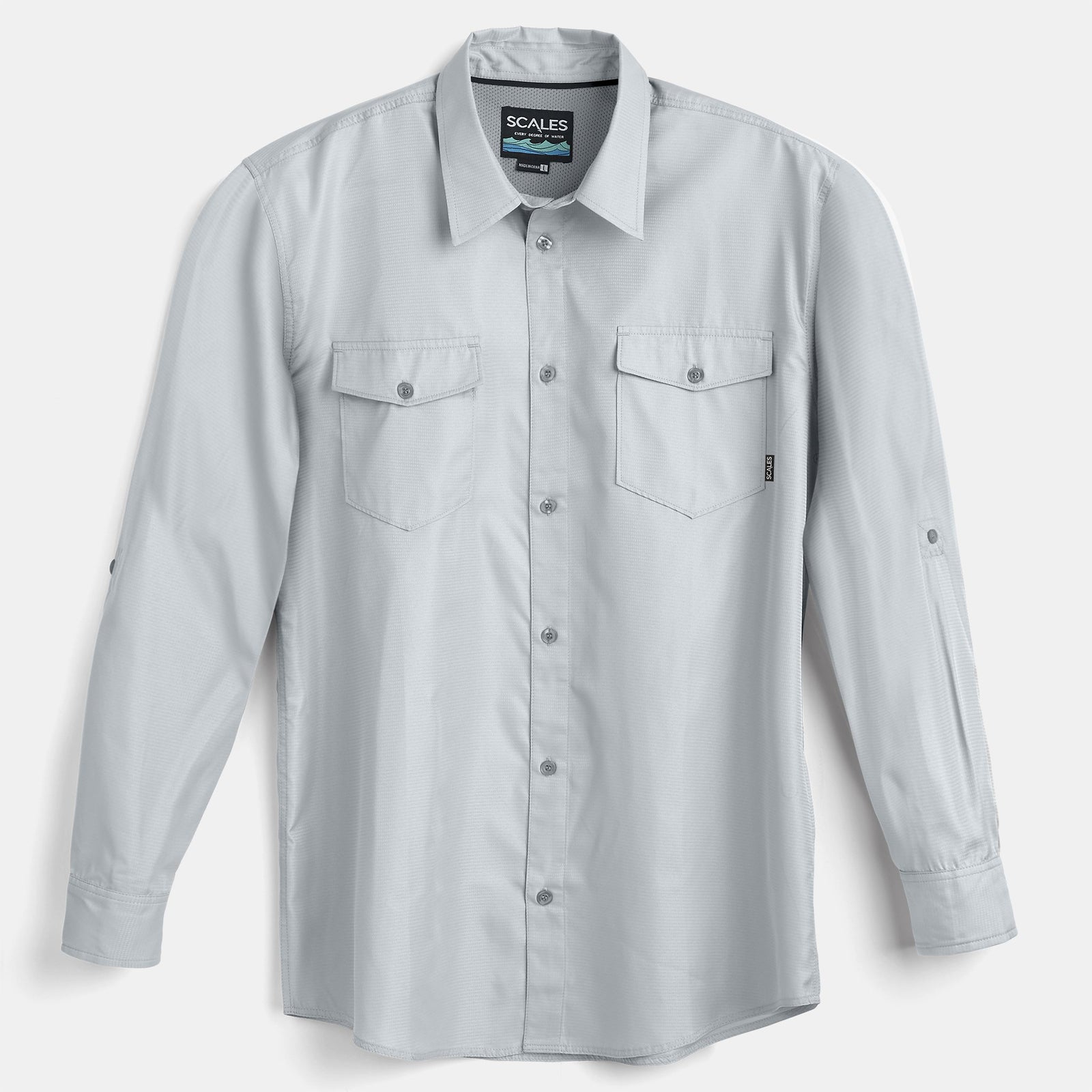 Huk Tide Point LS Fishing Shirt - Overcast Grey