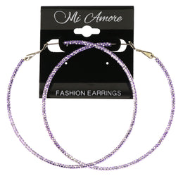 Mi Amore Textured Hoop-Earrings Purple/Silver-Tone