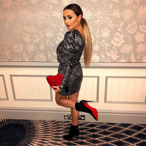 Amber Davies wearing Hair Rehab London Luxe Wrap Ponytail in shade Rooted Supermodel