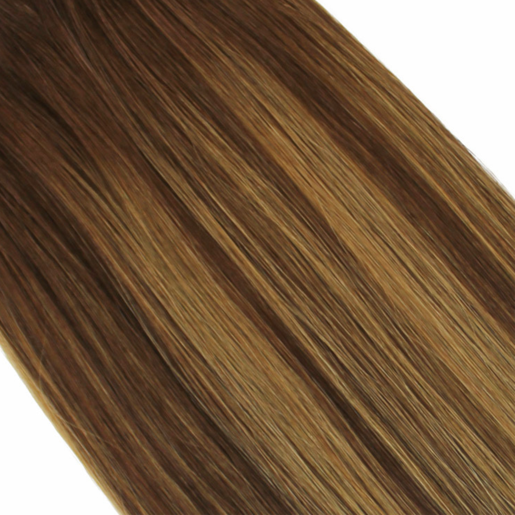 "hair rehab london 22" weft hair extensions shade swatch titled rooted bronze"