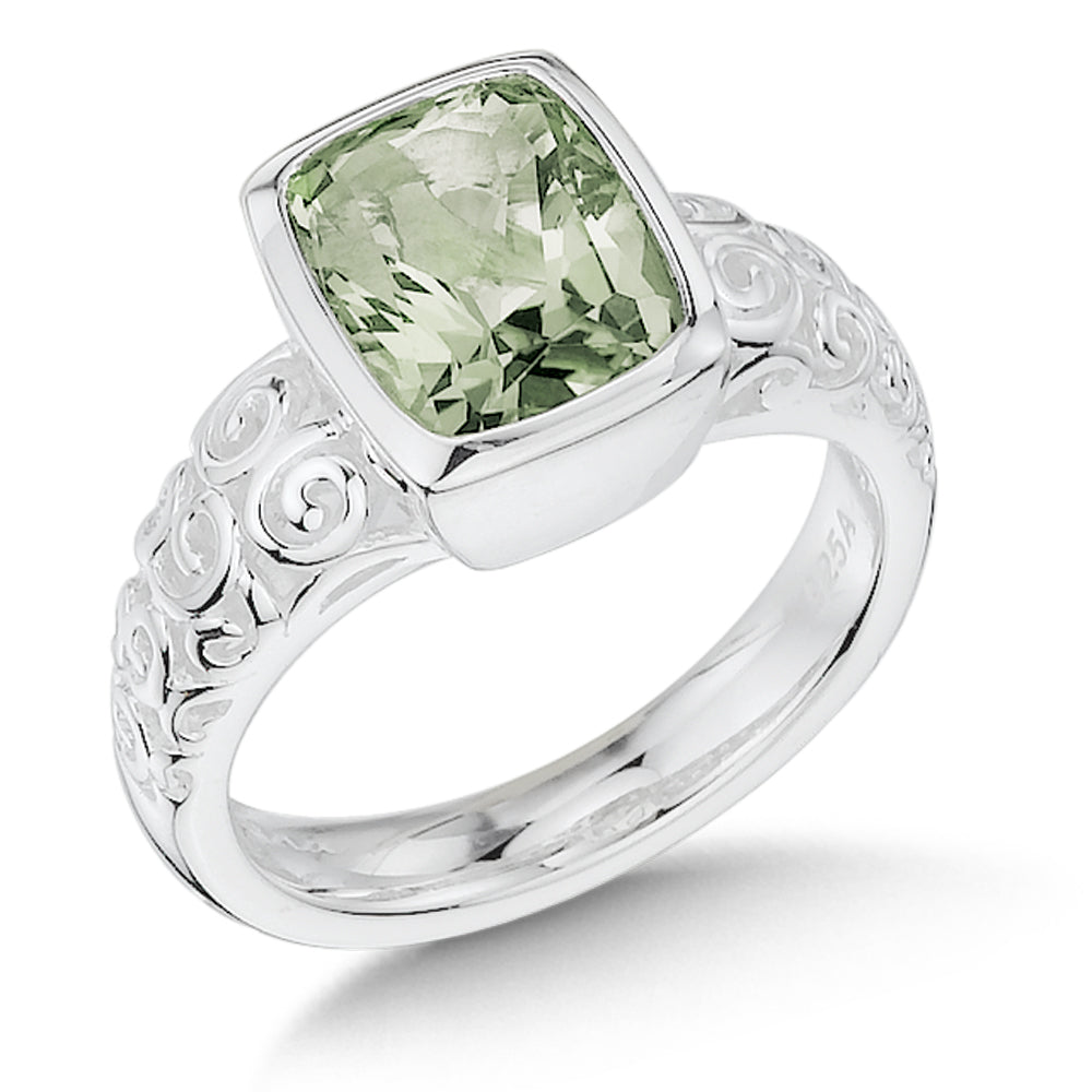 Colore Sg Sterling Silver Green Amethyst Ring