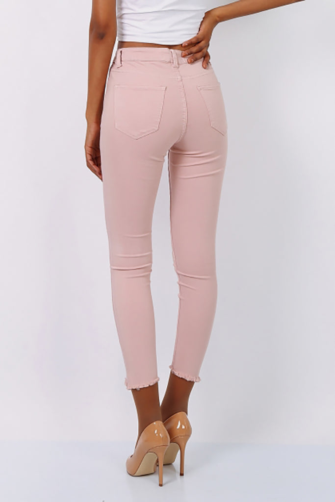 pink ripped skinny jeans