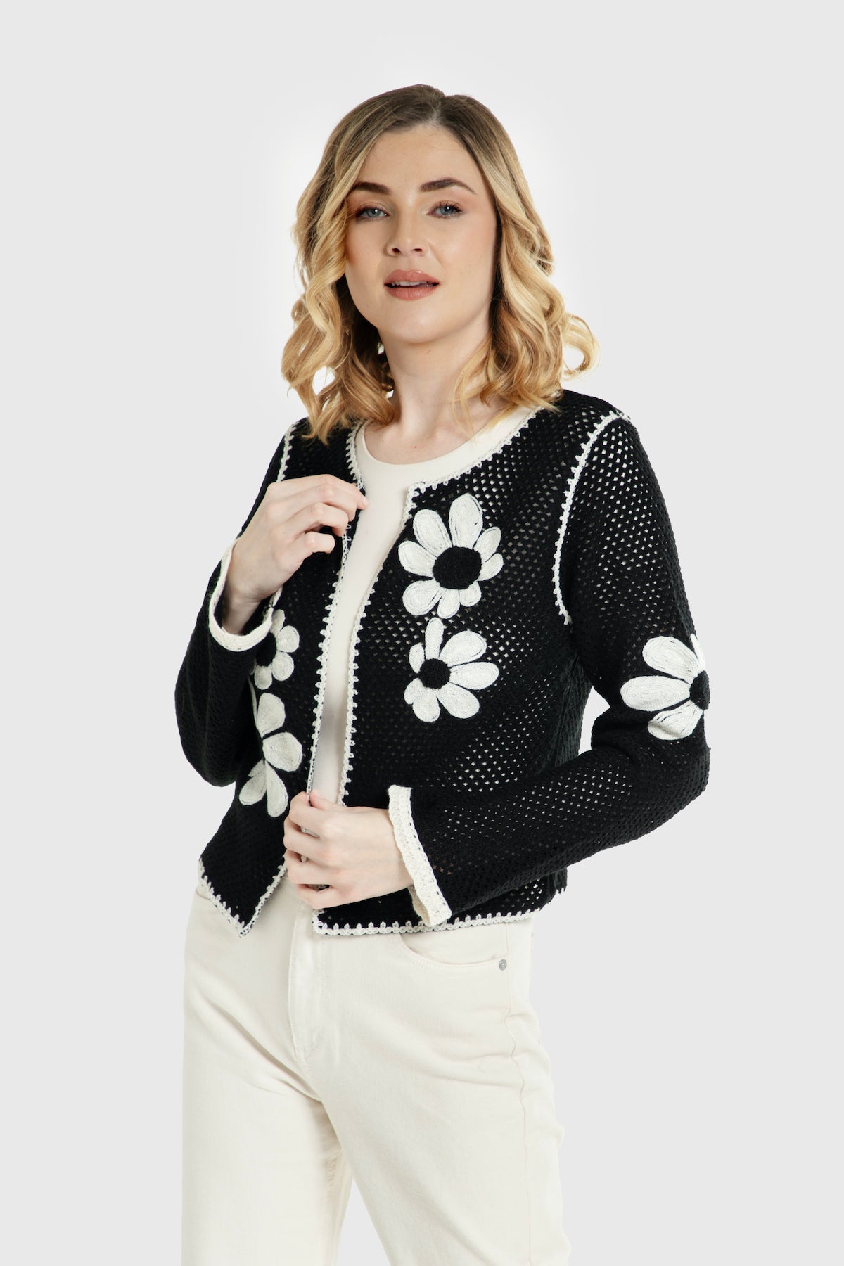 Lightweight Floral Crochet Cardigan