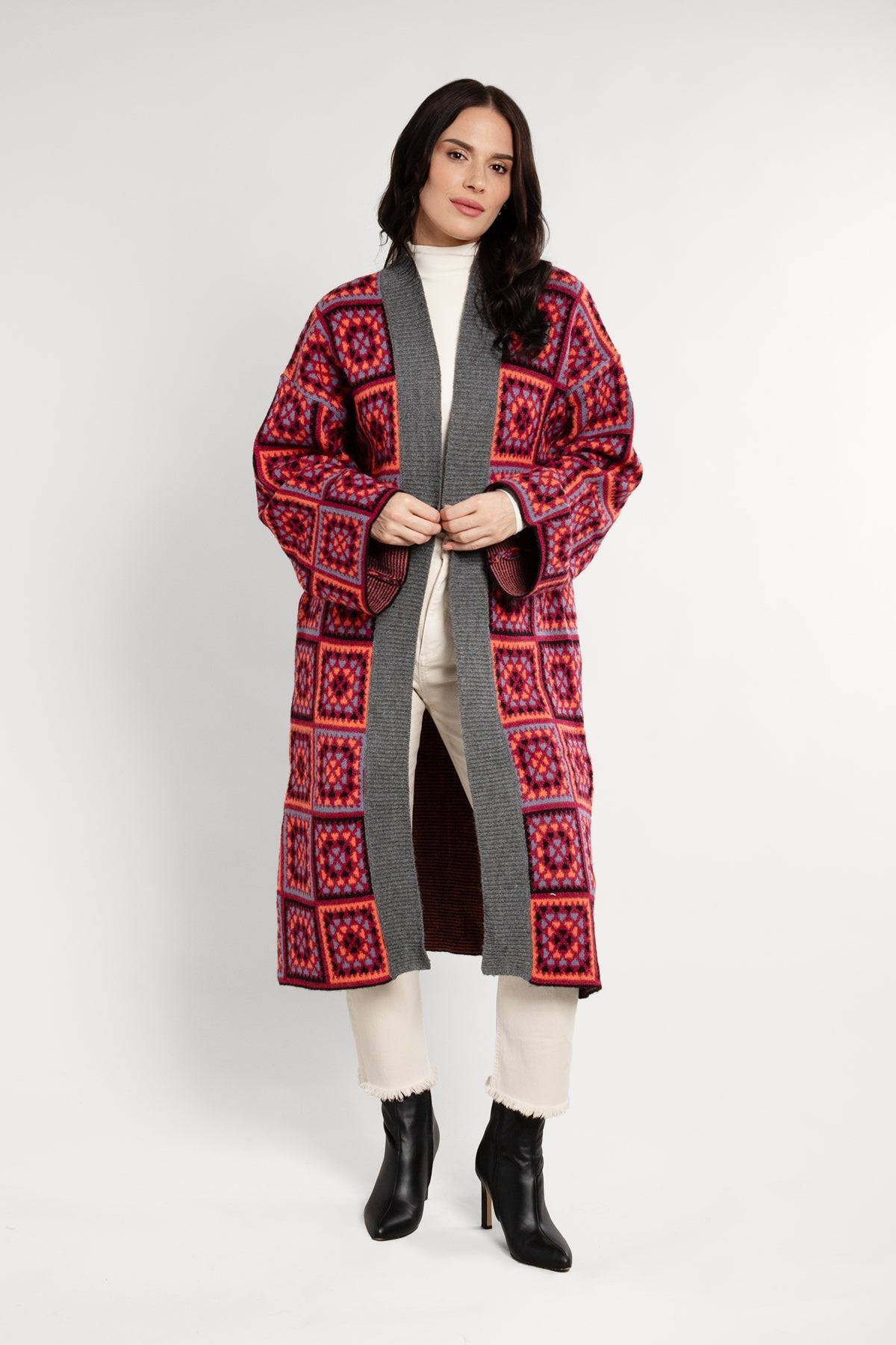 Knitted Kimono Long Square Patch