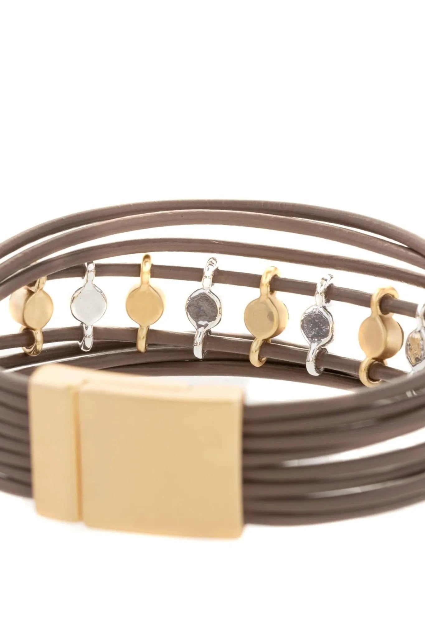 Jewel Leather Wire Bracelet