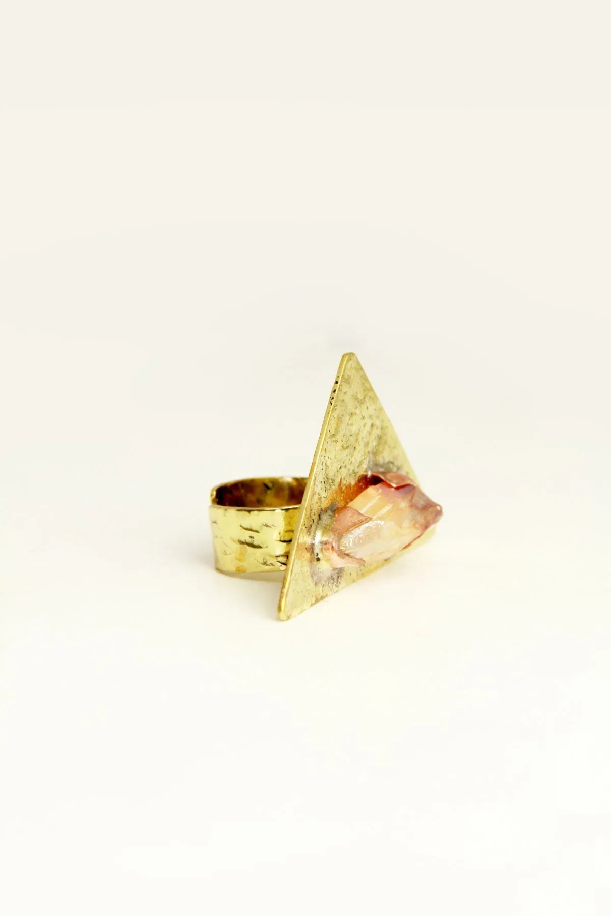 Mystic Rock Crystal Triangle Ring