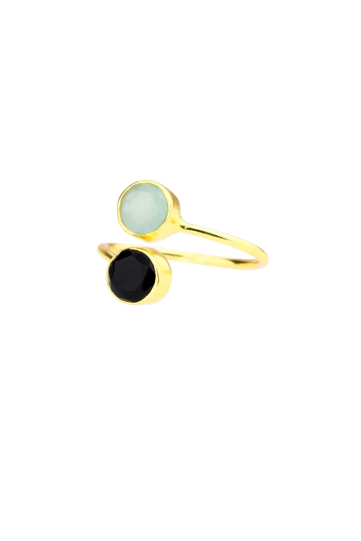 Double Gem Ring Aqua and Black Onyx