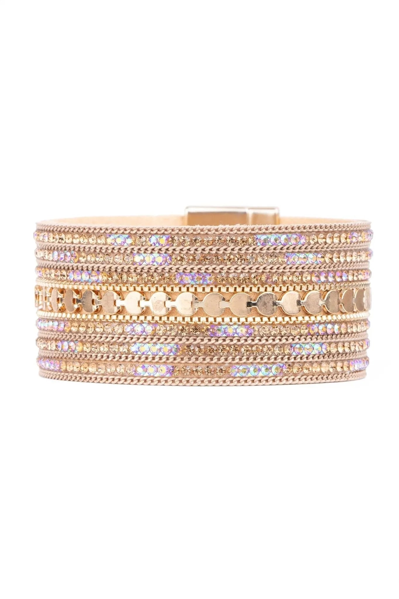 Faux Suede Gold Crystal Bracelet