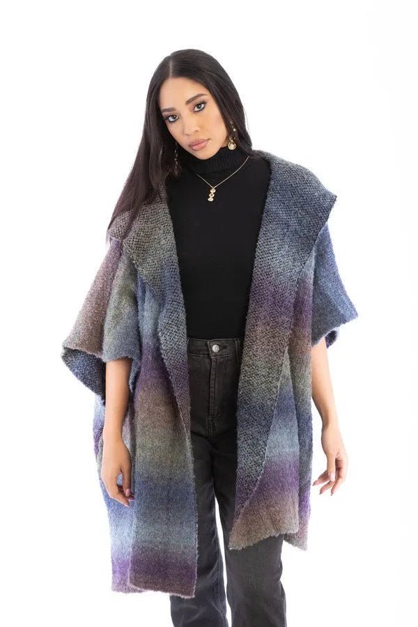 Hooded Kimono Multicolor Gradient