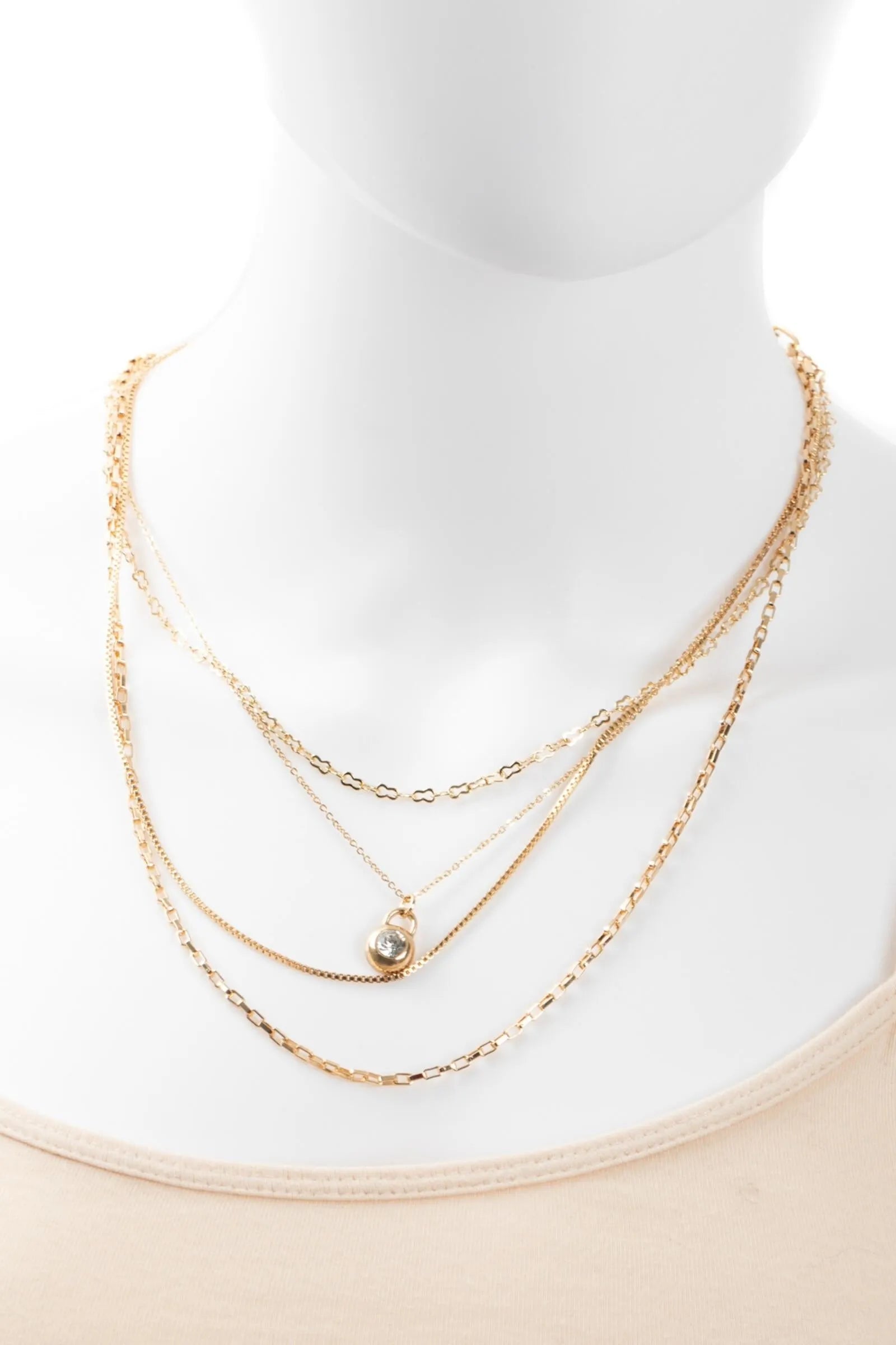 Layered Gold Chain Delicate Pendant Necklace