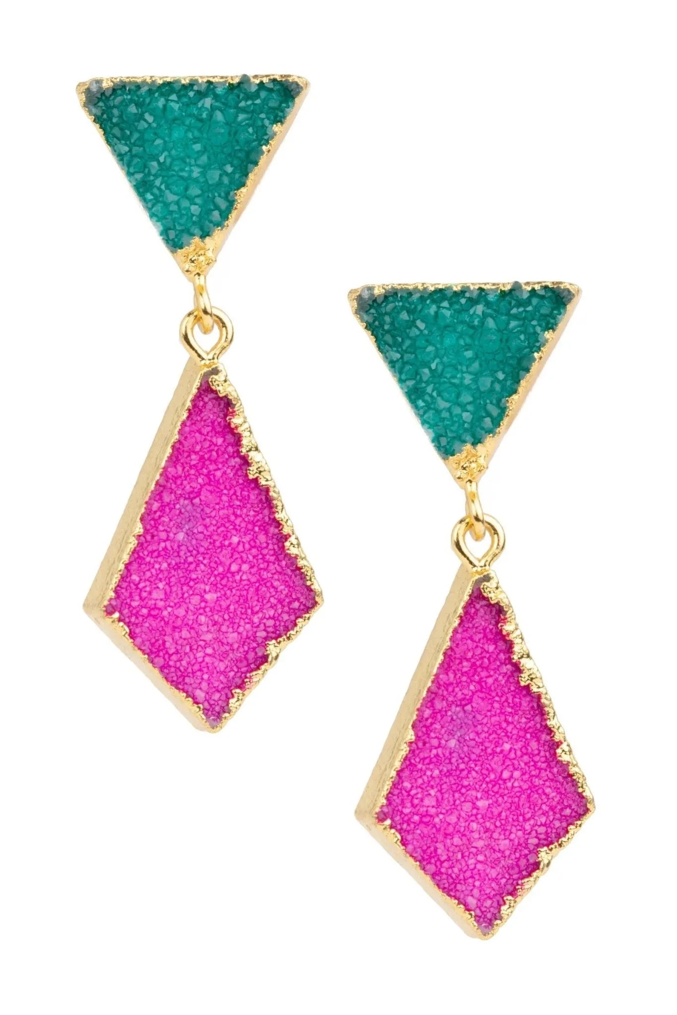 Geometric Druzy Drop Earrings