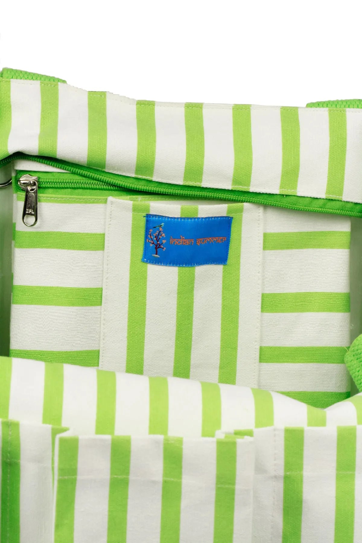 Green And White Striped bag