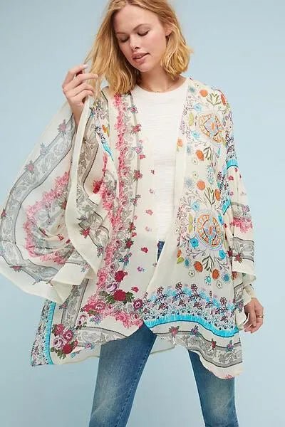 Mystical Garden Ruffle Sleeve Kimono