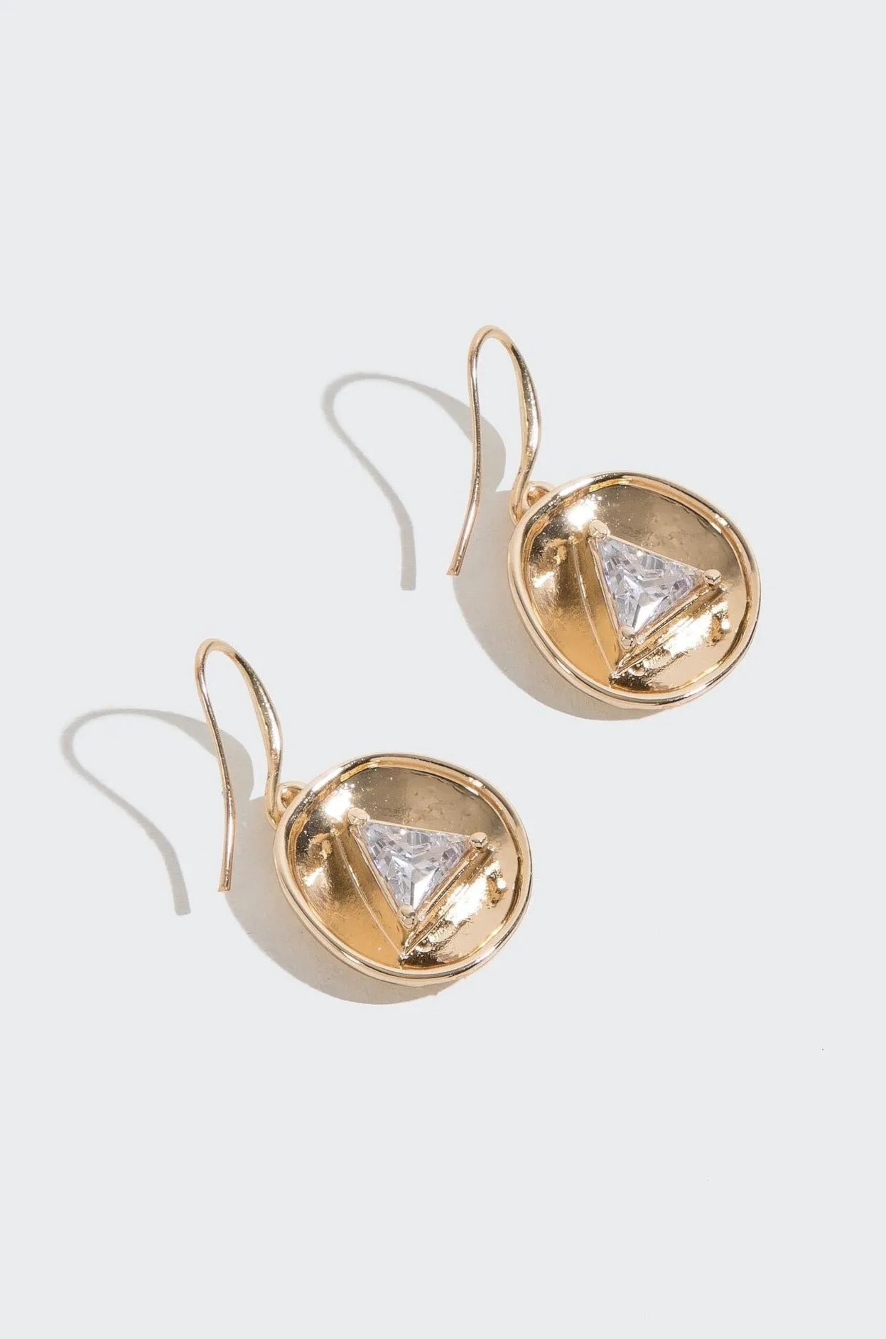 Gold Disc Gem Drop Earrings