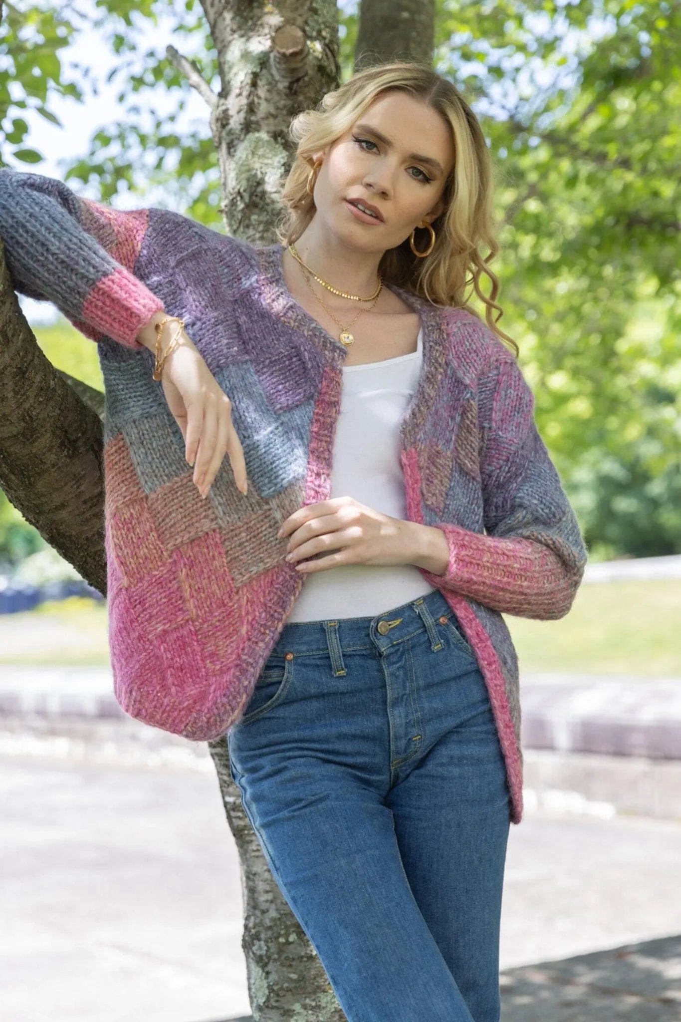 Knitted Cardigan Basket Weave Pattern